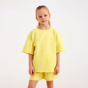 Костюм детский (футболка, шорты) MINAKU: Casual Collection цвет лимонный, рост