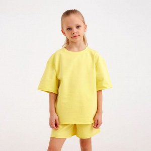 Костюм детский (футболка, шорты) MINAKU: Casual Collection, лимонный, рост, см