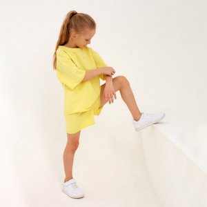 Костюм детский (футболка, шорты) MINAKU: Casual Collection, лимонный, рост, см