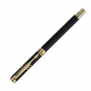 Ручка подарочная роллер в кожзам футляре ПБ IT, корпус черный/золото