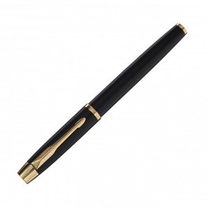 Ручка подарочная роллер в кожзам футляре ПБ IF, корпус черный/золото