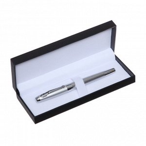 Ручка подарочная роллер, в кожзам футляре, корпус серебро