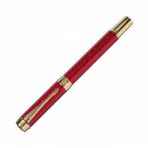 Ручка подарочная роллер, в кожзам футляре ПБ YS, корпус красный/золото