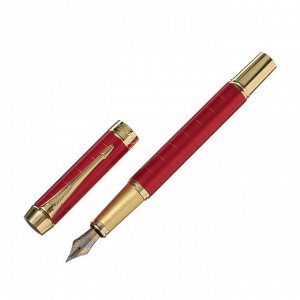 Ручка подарочная роллер, в кожзам футляре ПБ YS, корпус красный/золото