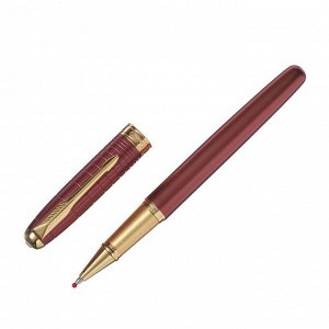 Ручка подарочная роллер, в кожзам футляре ПБ UT, корпус розовый/золото