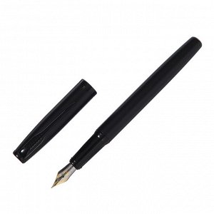 Ручка подарочная перьевая в кожзам футляре ПБ UT, корпус матовый черный