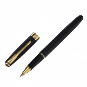 Ручка подарочная роллер, в кожзам футляре ПБ UT, корпус черный/золото