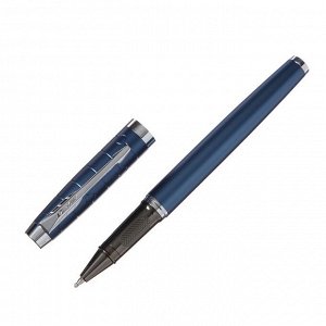 Ручка подарочная роллер, в кожзам футляре ПБ IF, корпус синий/серебро