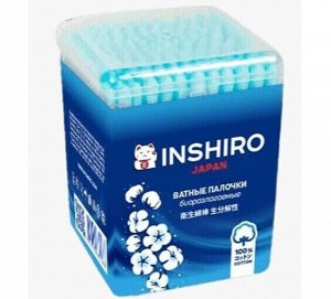 Ватные палочки  INSHIRO 150 шт. VP495 (голубые, квадратный стакан)  1/240