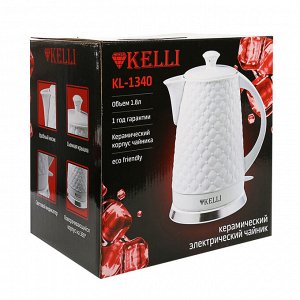 Чайник электрический KELLI KL-1340, 1.8 л, 2400 Вт, белый