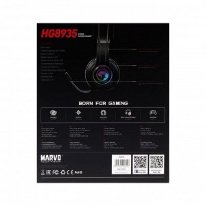 Наушники MARVO HG8935, игровые, полноразмерные, микрофон, USB, 2.1м, подсветка, чёрные