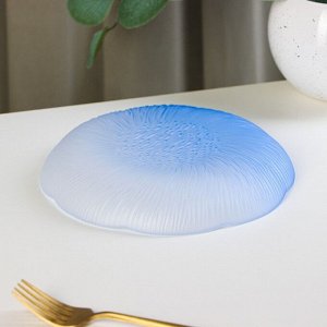 Тарелка стеклянная обеденная «Лотос», d=19,5 см, цвет синий