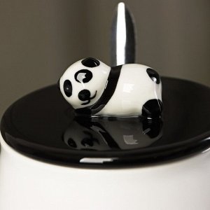 Кружка «Панда», 450 мл, с керамической крышкой и ложкой