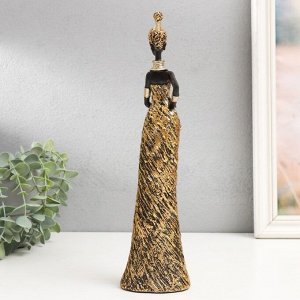 Сувенир полистоун "Африканка в золотистом платье" 31,5х8х5,5 см