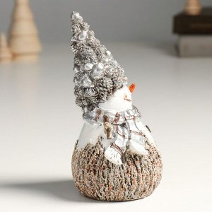 Сувенир полистоун "Снеговик в колпаке из шишек и жёлудей" 10х8х17 см