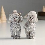 Сувенир полистоун &quot;Мишка в шапке-ушанке, стоит&quot; серый МИКС 4,5х4х10,5 см