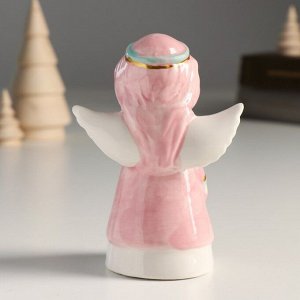 Сувенир керамика "Девочка-ангел в розовой накидке, с сердечком" 11,2х7,8х5,1 см