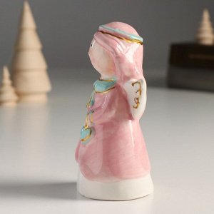 Сувенир керамика "Девочка-ангел в розовой накидке, с сердечком" 11,2х7,8х5,1 см