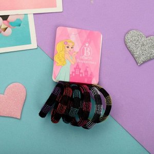 Резинки для волос «Махрушка», набор 6 шт., шахматка чёрный