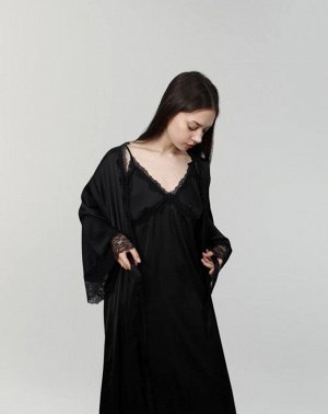 Комплект халат и сорочка черный