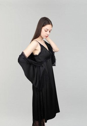 Комплект халат и сорочка черный