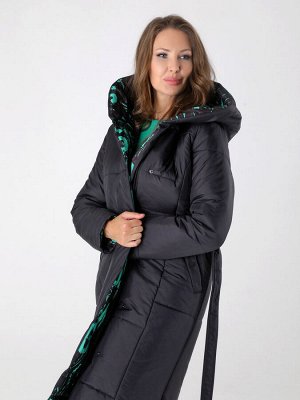 Пальто черный/зеленый