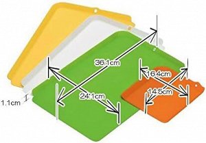 Inomata Набор досок разделочная  4пр с бортиком гибких (3 доски 241*361*11мм, 1 доска 145*164*11мм)