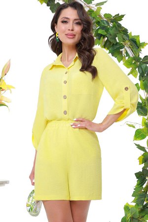 Костюм женский рубашка с шортами, желтый