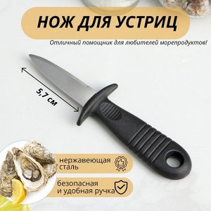 Нож для устриц Доляна, 14x4,4 см, длина лезвия 5,7см, цвет чёрный