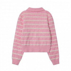 Женский свитер в полоску, розовый