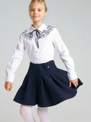 Юбка-шорты текстильная для девочек тёмно-синий
