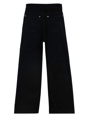 Брюки текстильные джинсовые для девочек черный