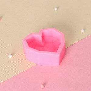 Силиконовый молд Доляна «Сердце», 7,3x7,3x2,3 см, цвет розовый