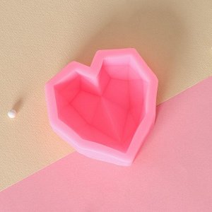 Силиконовый молд Доляна «Сердце», 7,3x7,3x2,3 см, цвет розовый