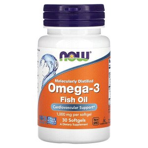 NOW FOODS Omega-3 Fish Oil, 1,000 mg, 30 Softgels