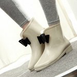 Сапоги резиновые короткие женские цвет: АБРИКОС С БАНТОМ