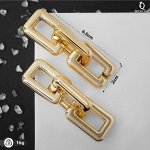 Серьги металл &quot;Цепь&quot; прямоугольники, 3 звена, цвет золото