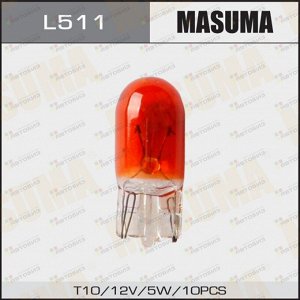 Лампа б/ц MASUMA 12v 5W T10, Orange (уп.10шт) L511