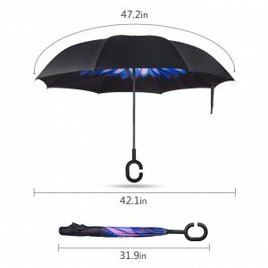Зонт наоборот "Синий цветок"