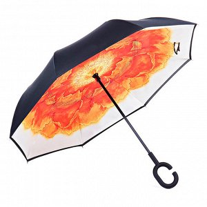 Зонт наоборот "Оранжевый пион"