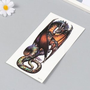 Татуировка на тело цветная "Огнедышащий дракон" 11,4х21 см