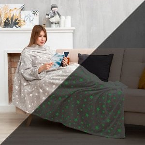 Плед с рукавами светящийся в темноте «Этель. Звезды», 150x200 см, 220 г/м²