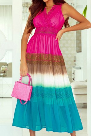 Розовое платье-сарафан с градиентным принтом