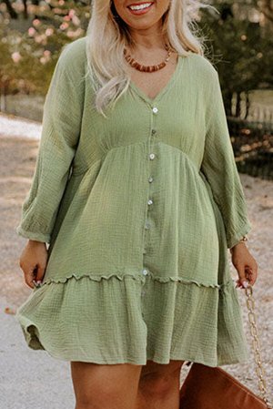 VitoRicci Зеленое короткое платье плюс сайз из текстурированной ткани
