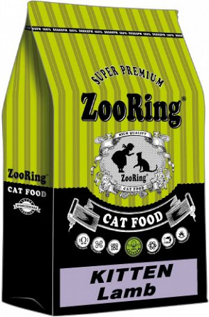 Сухой корм ZooRing для котят Ягненок с гемоглобином. 350 гр. Супер премиум. Россия