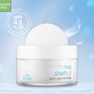 Слабокислотные пилинг-пэды для чувствительной и сухой кожи лица Scinic The Simple Soft Peeling Pads, 40 шт.