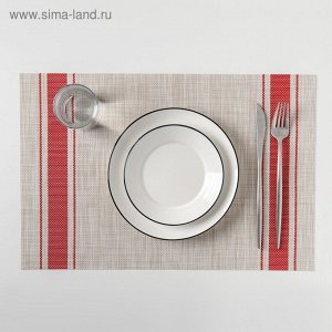 СИМА-ЛЕНД Салфетка сервировочная на стол «Две полосы», 45?30 см, цвет красный