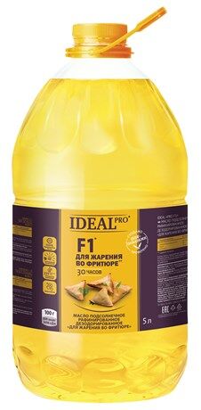Масло растительное IDEAL PRO Фритюр подсолнечное раф. 5л 1/3