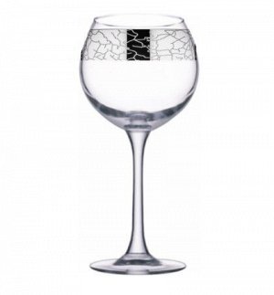 Набор бокалов для вина, 6 шт, 280 мл, стекло, гравировка, серебряное напыление, NEW YORK