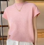 Трикотажная футболка из текстурной ткани, розовый